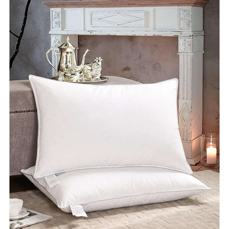 JingJiuTrade Goose Down And Feather Pillow King Size Bed Pillow, 2 Pack